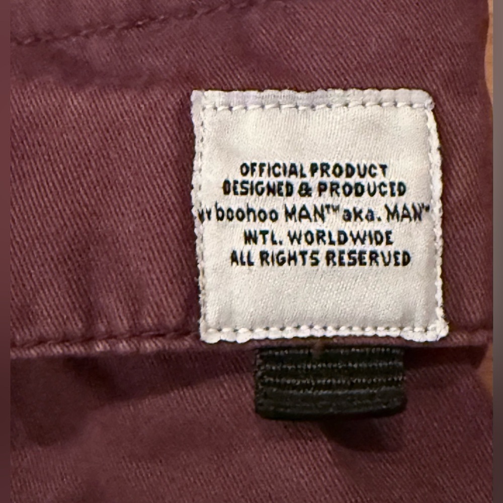 boohooman Mens Elastic Waist Cargo Belted Pants Dark Brown Medium Cotton - Picture 8 of 14